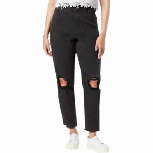 Signature Gold by Levi Strauss & Co. High Rise Distressed Knee and Hem Mom Jeans